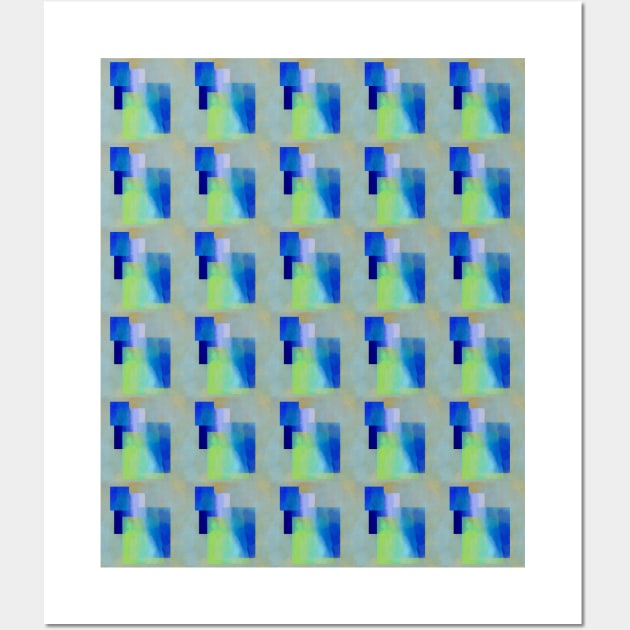 Blue And Green Abstract Watercolor Blocks Tiled Pattern Wall Art by CozyPixelFluff